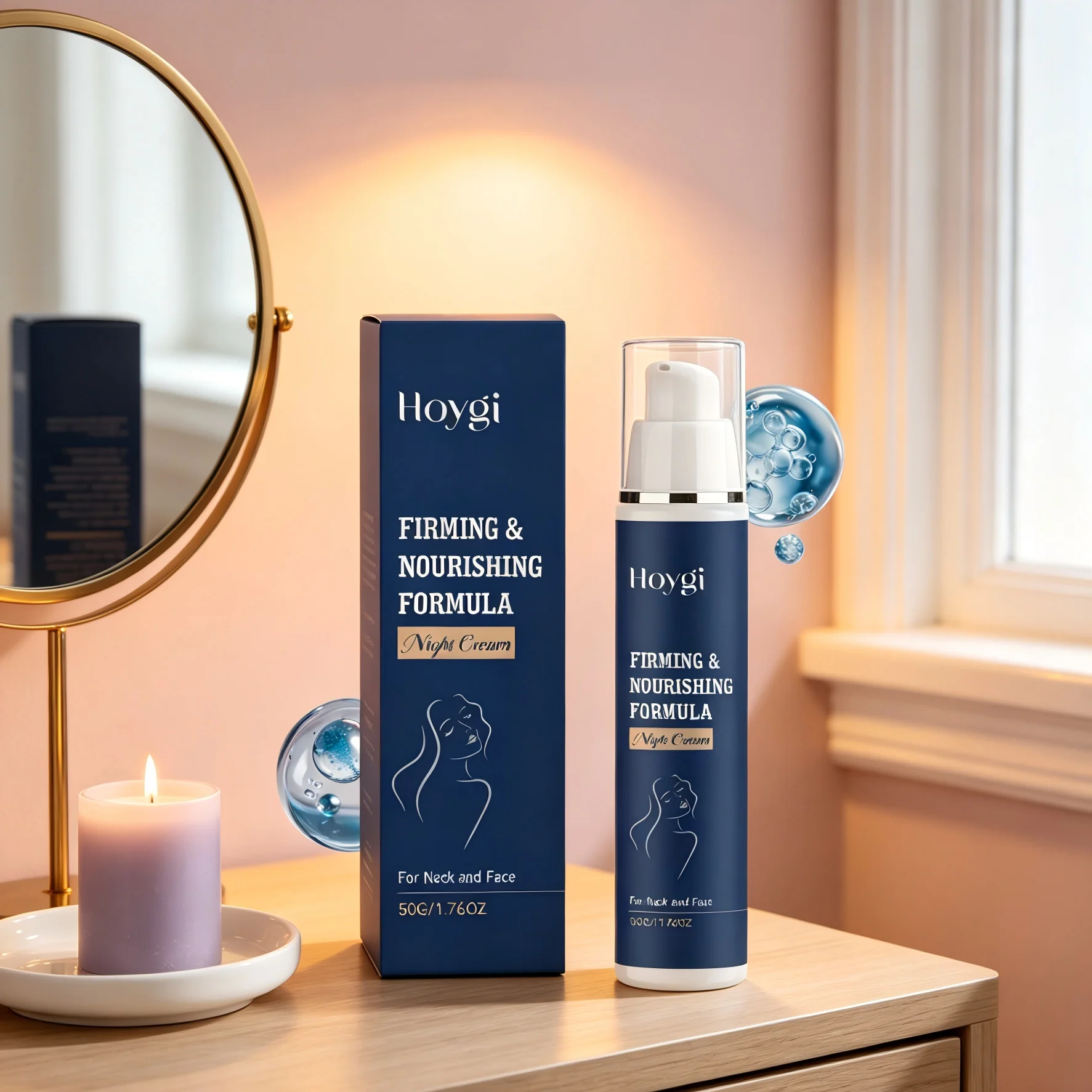 Hoygi Night Cream for Woman Anti Sagging Firm Skin Tightening Moisturizing Facial Lifting Hyaluronic Acid Neck Wrinkle Cream 50g