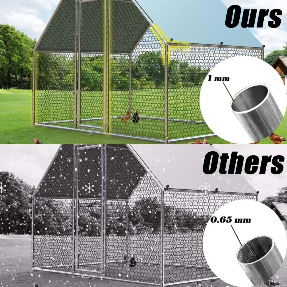 Large Metal Chicken Coop for 6-10 Chickens,Chicken Run for Yard with Cover Dog Kennel Outdoor Lockable Door Design