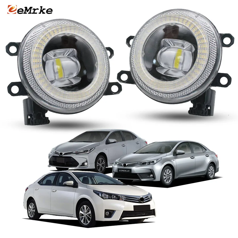 Zespół soczewki świateł przeciwmgielnych do Toyota Corolla Altis / Corolla Sprinter E170 2014 2015 2016 2017 2018 LED DRL Angel Eye Halo Lamp