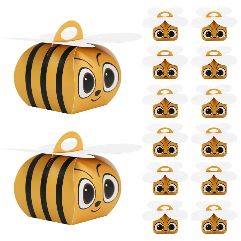 Bienen-Party-Geschenkboxen, Bienenstock-Süßigkeitenbox, 3D Mini Gelb-Schwarze Papier-Geschenktüten für Sommer-Themen-Geburtstage