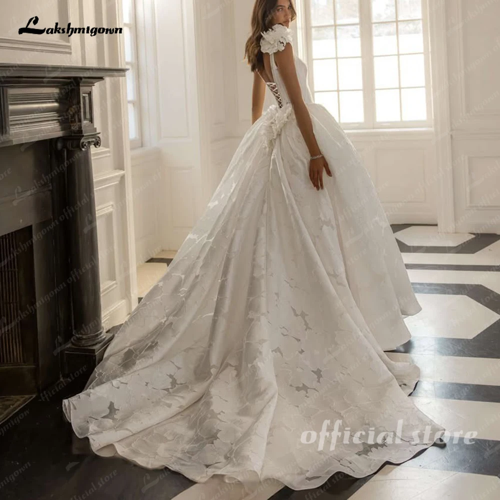 Lakshmigown Elegante Brautkleider mit Spaghettiträgern, A-Linie, Spitzenapplikationen, Rückenfrei, Bodenlang, Maßanfertigung – Detail 6