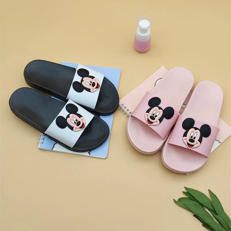 Disney Slippers Women Mickey Mouse Summer Children\'s Home Indoor and Outdoor Non slip Parent-child Cartoon Slippers Couple Shoes