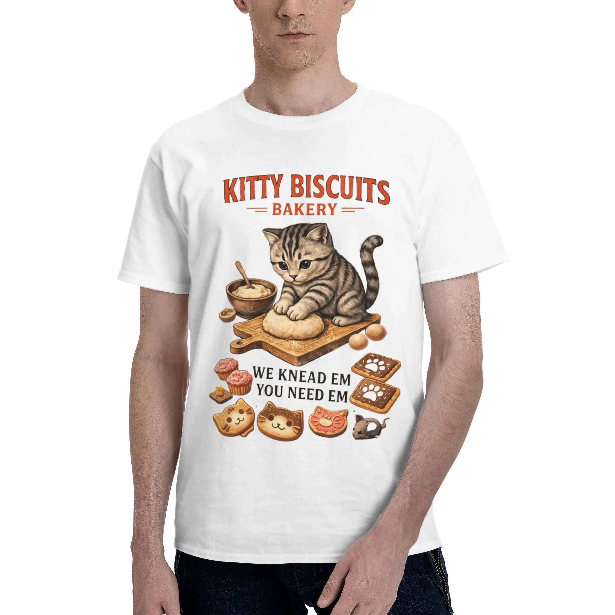 Biscuits We Knead Em You Need Em Merch Unisex T Shirt 100% Cotton Tee Graphic Print Cute Cats Tops T-shirt