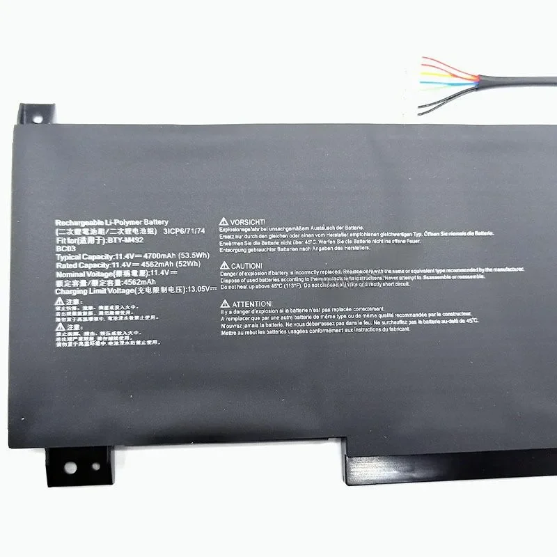 for MSI Pulse GL76 9S7-11UDK GL66 GF66 BTY-M492 Laptop Battery Replacement High Capacity Rechargeable Li-ion Notebook Power