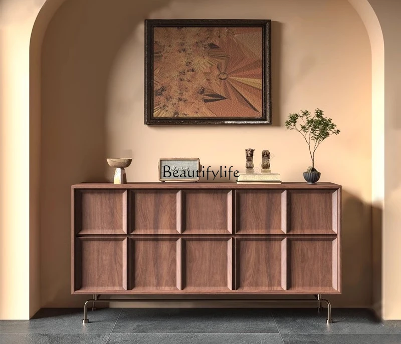 

Nordic walnut side cabinet, door paint entrance storage cabinet