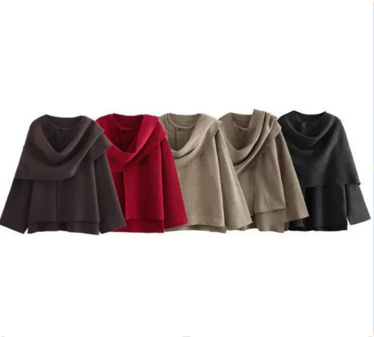 

2025 Fall New Arrival: European & American Style Women's Asymmetrical Scarf Short Loose-Fit Knit Cardigan