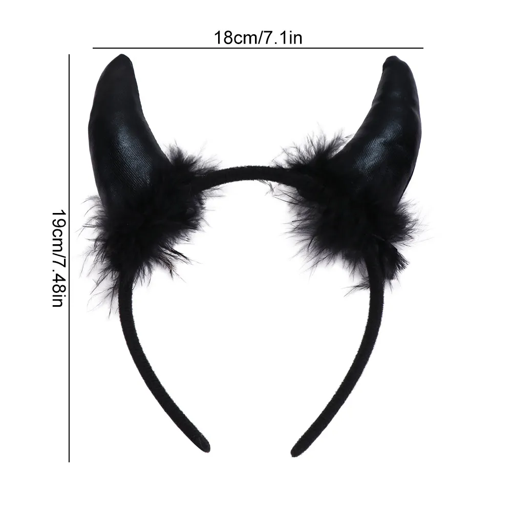 Red Black Feather Ox Horns Headband Headpiece Cosplay Halloween Hair Band Swallow Shaped Gothic Demon Hair Hoop Women Men