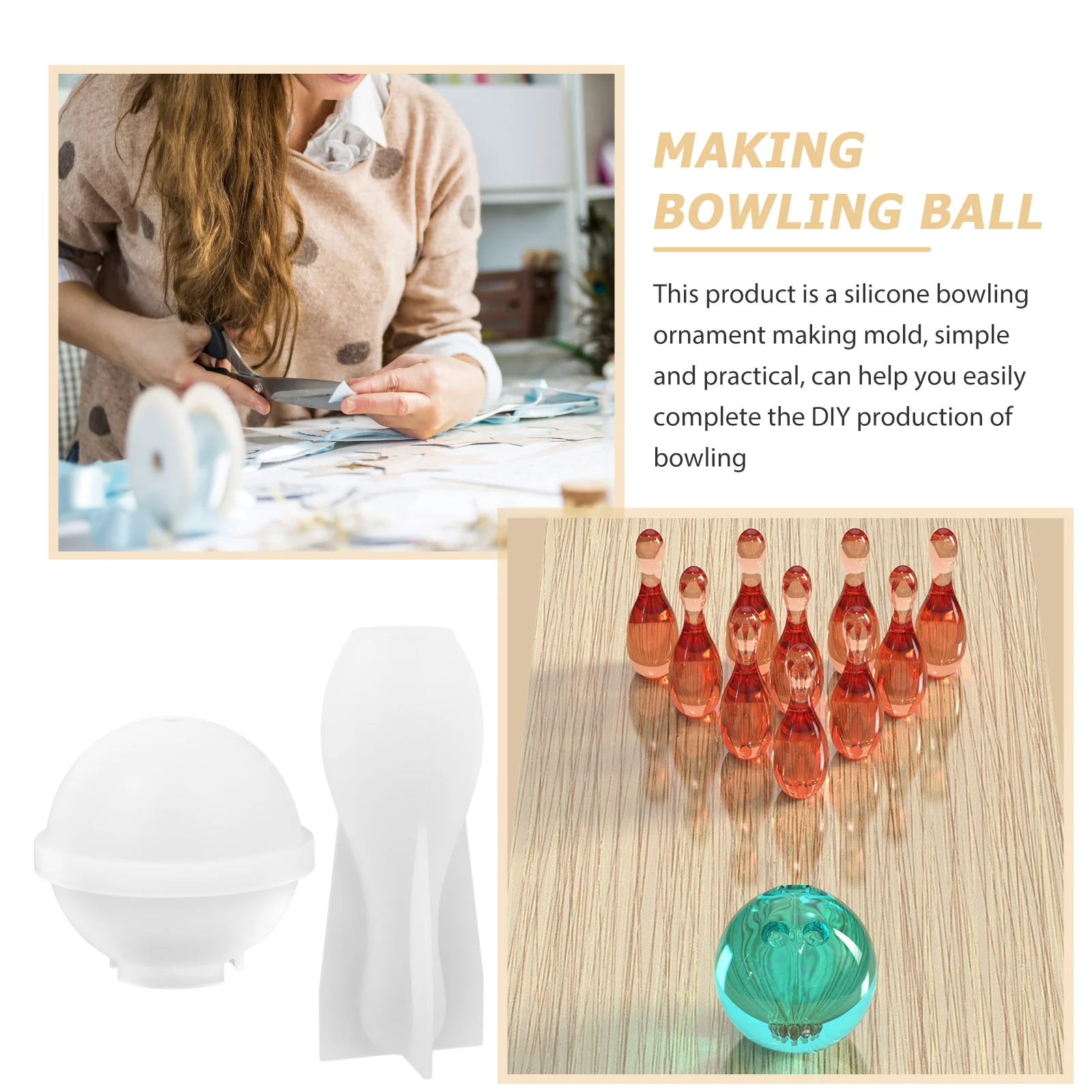 Soap Mold Bowling Ball Decor Crystal Epoxy Mould Non Stick Adornment Casting Fondant Molds