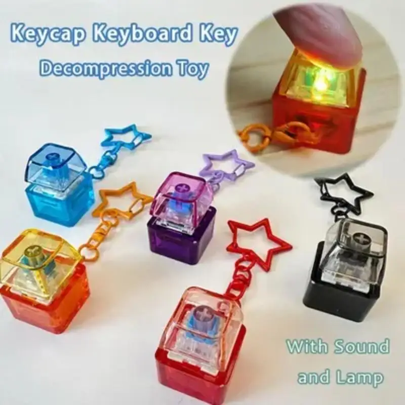 Star Buckle Keycap Keyboard Keychain Pendant Key Decompression Toy With Sound And Lamp