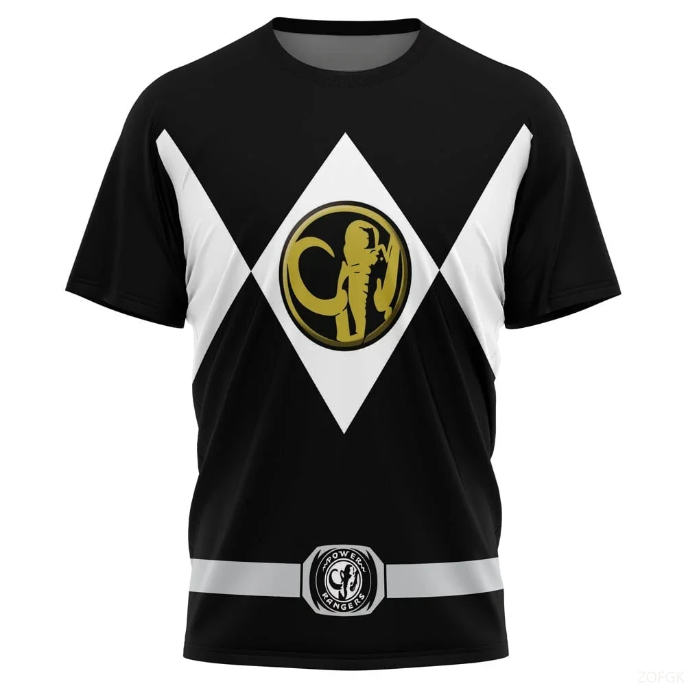 

Black Ranger Mighty Morphin PowerRangers T-shirt Fashionable, Trendy, Breathable, Loose, Casual Sports, Summer Men's