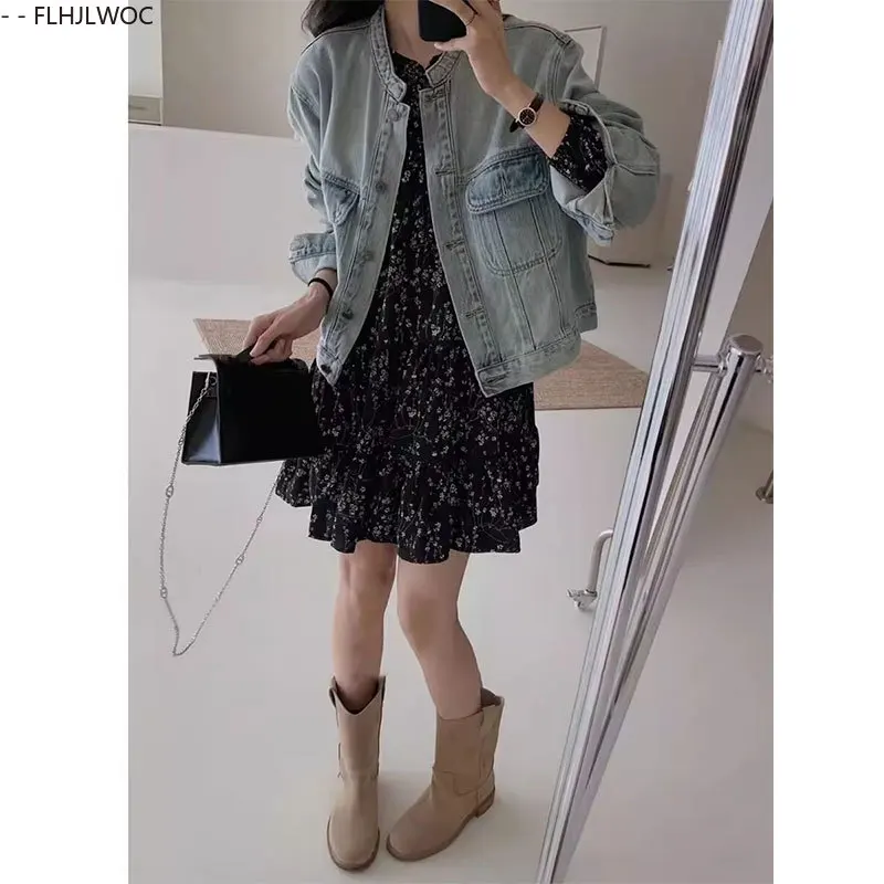 花柄ミニワンピース 日本風 可愛い キュート ガールズ レディース カジュアル ゆったり ブラック 花柄プリント 長袖 蝶ネクタイ シャツワンピース ベスティドス