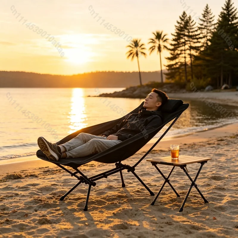 Folding Aluminum Recliner Chair Portable Office Nap Chair For Fishing Beach Camping Outdoor Leisure Relaxing Seat