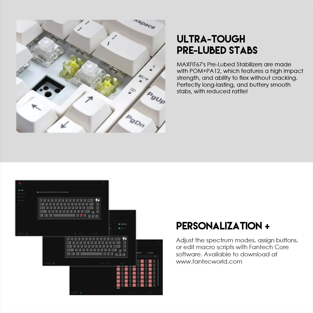 Imagem -05 - Teclado Mecânico sem Fio Pbt Keycaps Hot-swappable 65 Wired 70 Horas Inglês Teclado Fantech-maxfit67