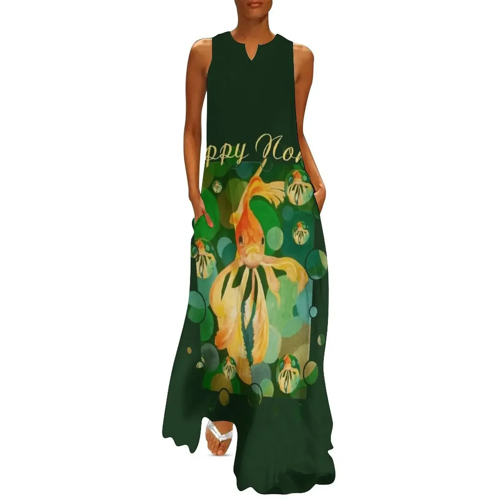 

Happy Norooz Persian New Year Goldfish In Bubbles Long Dress clothing women summer 2025 summer dress womens 2025 Dress