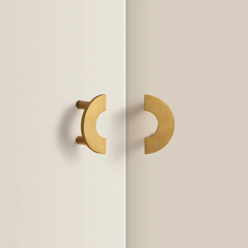 SAILANKA Brass Furniture Handles Modern Light Luxury Semi Circle Pulls Wardrobe Cupboard Armario Closet Gabinete