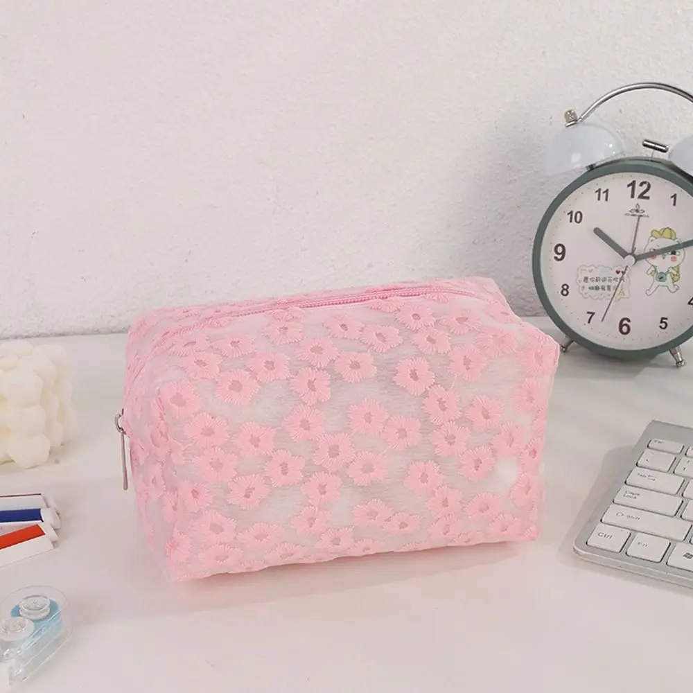 Large Capacity EVA Pen Bag Flower Pattern Waterproof Makeup Bag Lightweight Solid Color Toiletry Bag Home