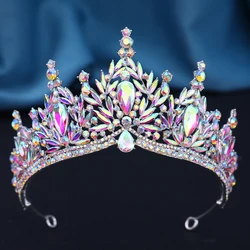 13 Colors Baroque Luxury Crystal Princess Tiara For Women Wedding Girls Birthday Party Elegant Crown Hair Jewelry Accessories