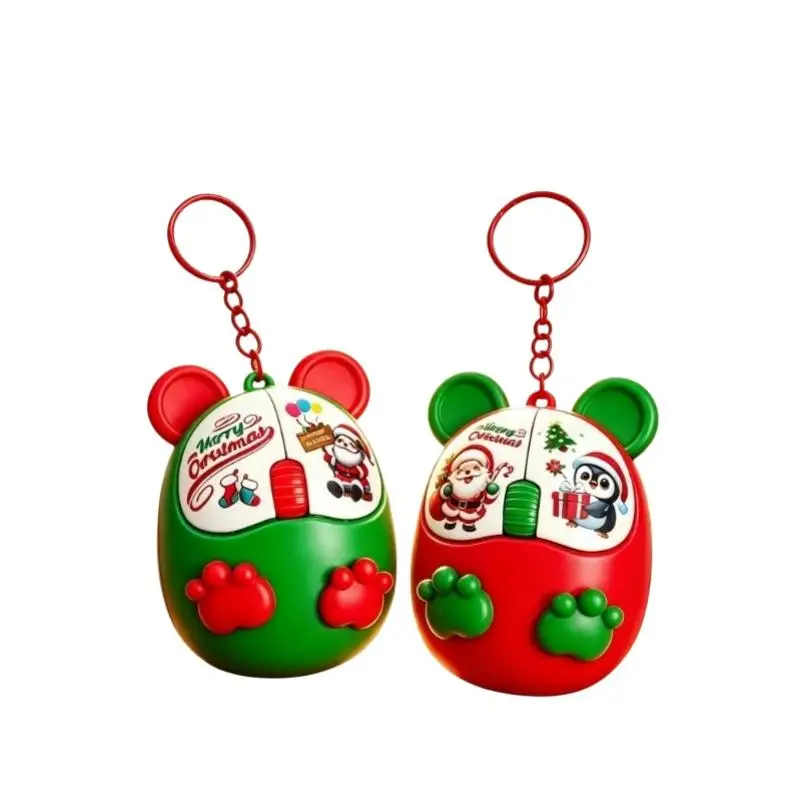 Christmas Themed Fidget Mouse Toy With Press Sound Cute Holiday Prints Great For Christmas Gifts Kids Stress Relief Party Favors