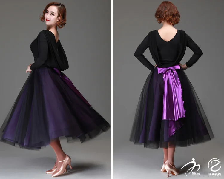 Autumn/Winter 2021 New Mesh Half Skirt Two-Tone Dance Performance Outfit Modern Dance Dress Princess Skirt Puffy Gown Long Dres
