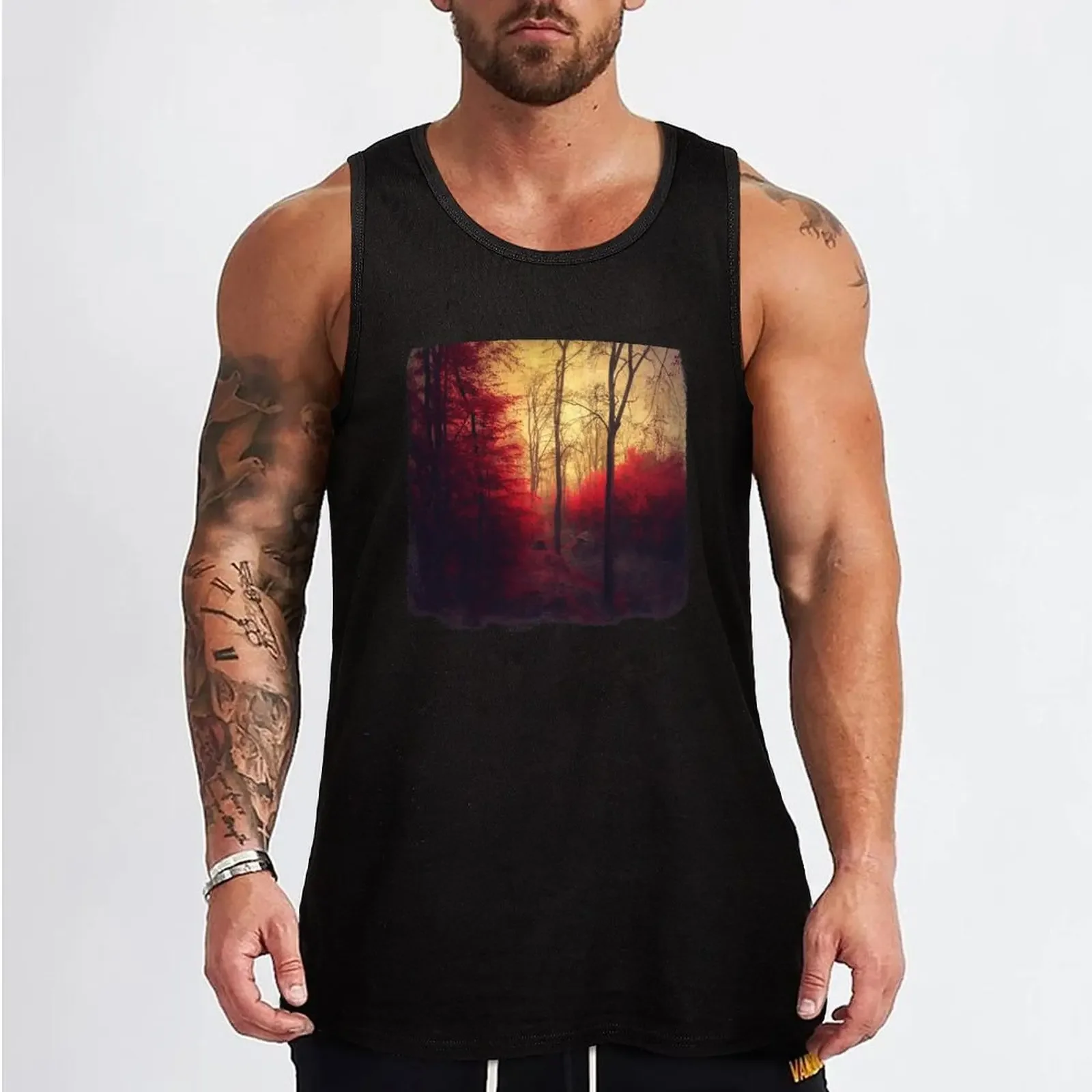 Ruby Red Forest Tank Top Male clothes gym clothes man bodybuilding t shirt Bodybuilding shirt