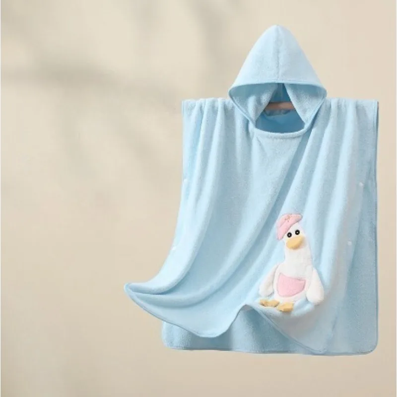 

Kids Coral Fleece Bathrobe with Hood Soft and Absorbent Baby Cartoon Bath Towel Poncho Cape