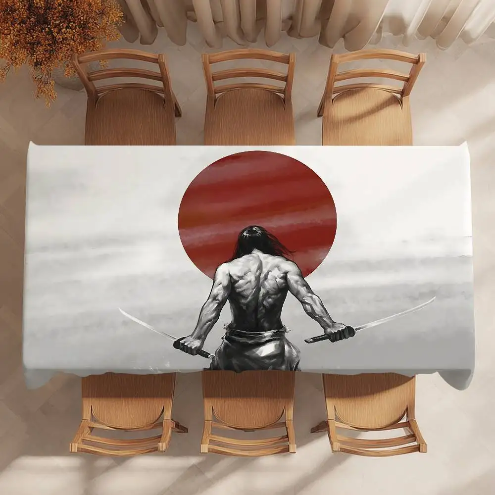 

Скатерть Samurai Warrior, декор для вечеринки, столовая, домашняя кухня, патио, водонепроницаемая, устойчивая к пятнам скатерть