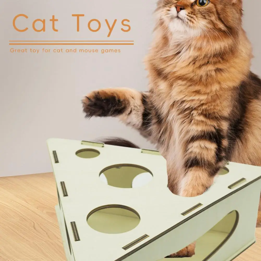 Cat Hunt Puzzle Toy，Interactive Pet Toy，for Indoor，Cats Wooden Kittern Ball，Maze Game Fun Educational，Cat Scratching Post Toy