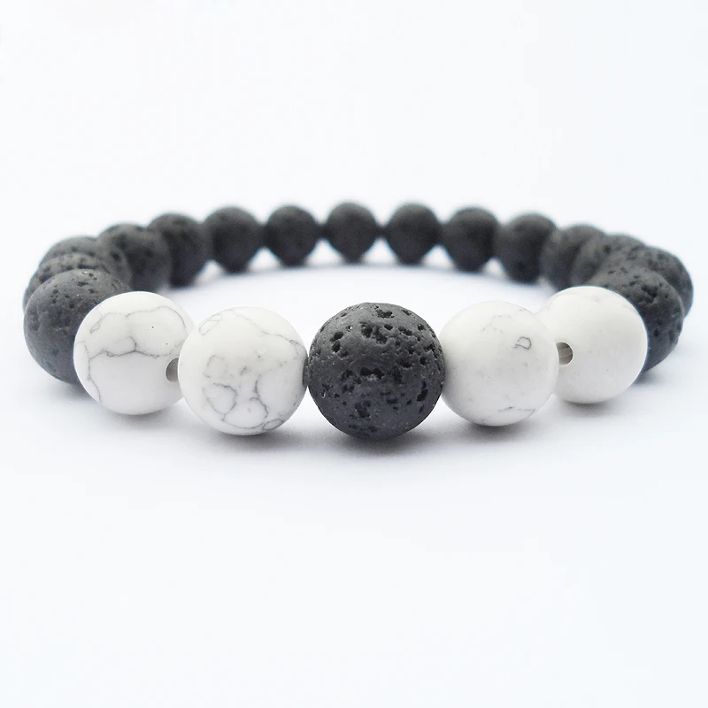 sokolov Lover Man Natural Stone Volcanic Beads White Turquoise Bracelet Couple Lava Strand Pulsera Hombre Jewelry Pulseira