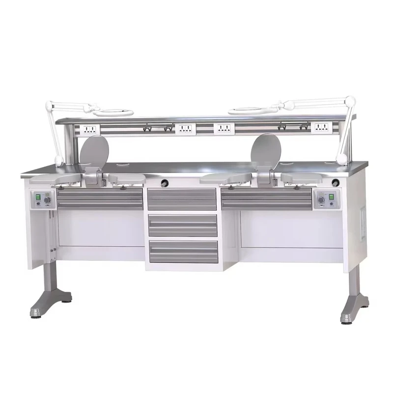 1.8m Dental Equipment Multifunctional Dental Laboratory Workstation Double Technician Work Bench