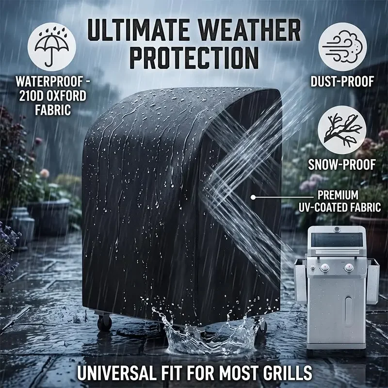 32 Inch Gas Barbecue Stove Cover,210D Rainproof Small BBQ Cover,Folding Side Table Oven Barbecue Grill Cover