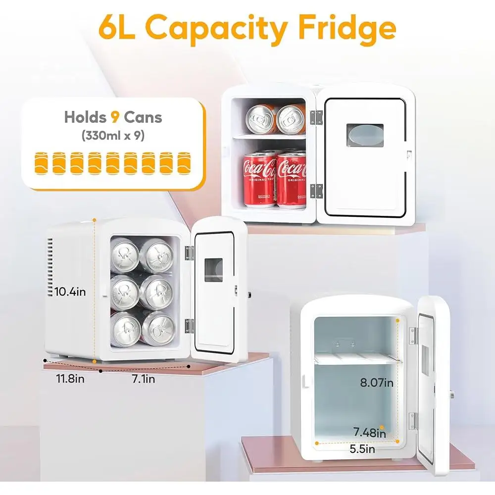 ثلاجة صغيرة محمولة 6 لتر 9 يمكن تبريد أكثر دفئا نافذة مراقبة الثلاجة المدمجة صديقة للبيئة متعددة الوظائف عملية هادئة