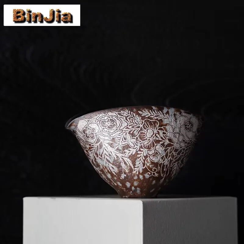 

175 мл ретро старый рок-глиняный кувшин для чая Handamde позолоченный Sier Blossoms Flower Cha Hai кофейная чашка для справедливости кружка посуда для напитков поставки