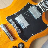 High quality in stock 22Frets natural wood transparent SG electric guitar, nickel chromium hardware, fast shipping