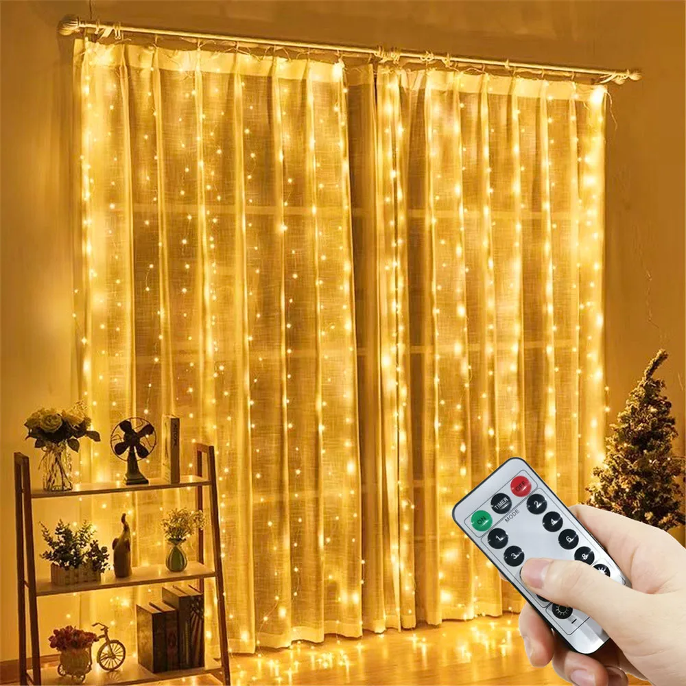 

USB LED Curtain Light String, Christmas Room Decoration, Remote Control 8 Function Light Garland ,Wedding Curtain Decor