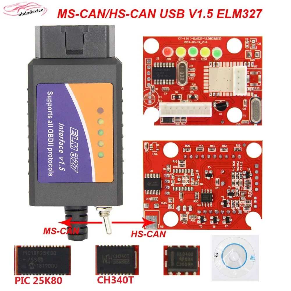 For FORD cars Open hidden function ELM327 V1.5 Scanner for Ford, Ma-da, Lin-oln,Me-cury vehicles HS-CAN / MS-CAN Switch scanner