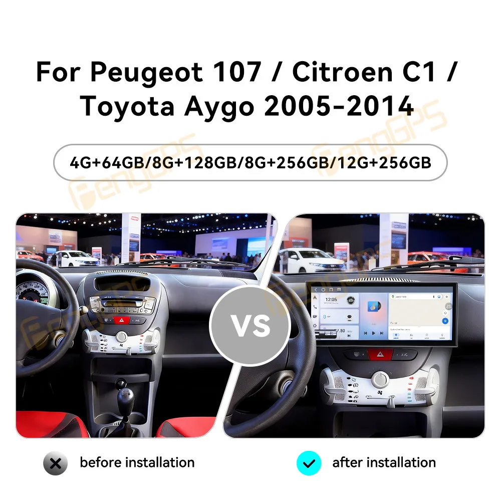 For Peugeot 107 Citroen C1 Toyota Aygo 2005–2014 Android Car Radio Multimedia Video Autoradio Stereo GPS Navigation Head Unit