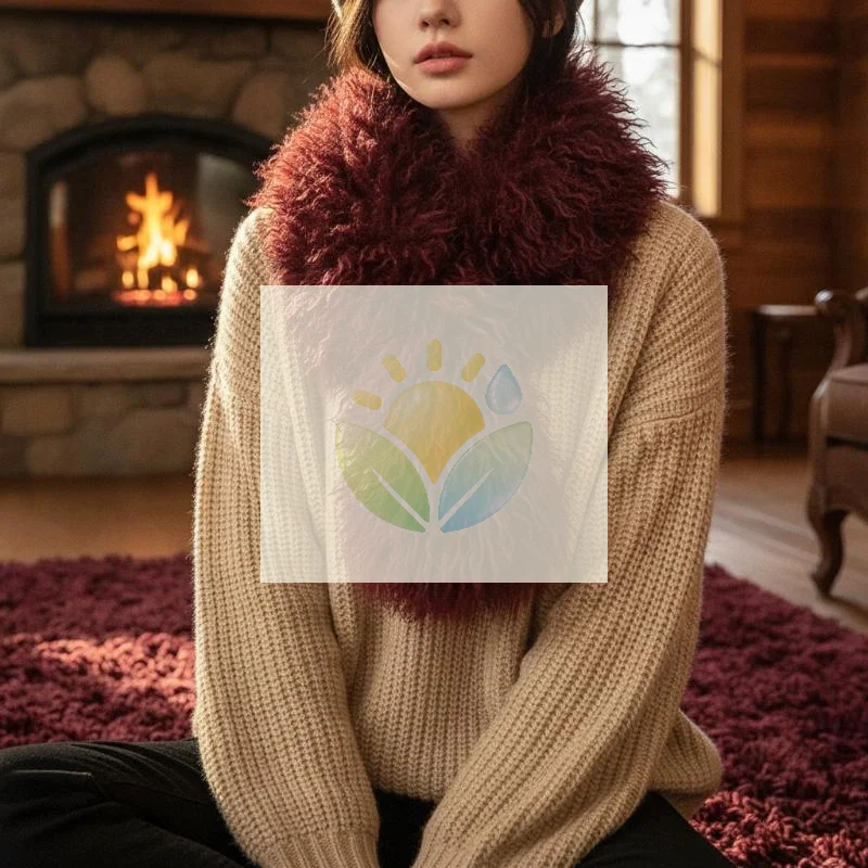 Thick Faux Fur Scarf Ultra Soft Fluffy Curly Brown Warm Neck Warmer for Winter Daily Commuting Shopping Trips