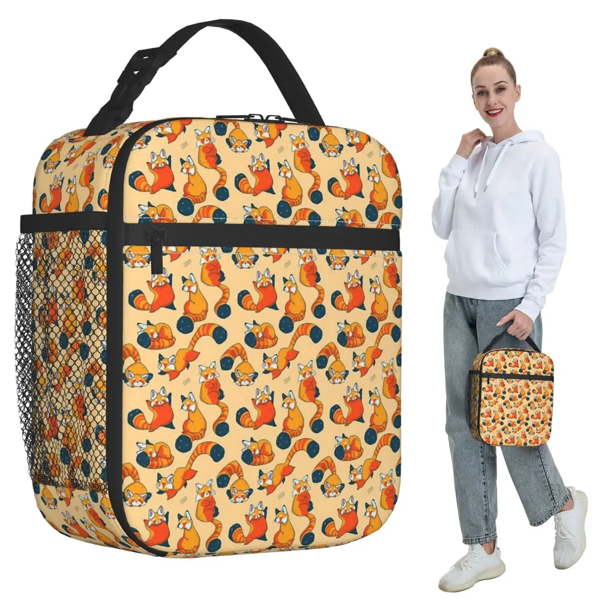

Red Panda Romp Insulated Lunch Bag for Women Office Cooler Thermal Food Box Tote Portable Lunch Boxes Container