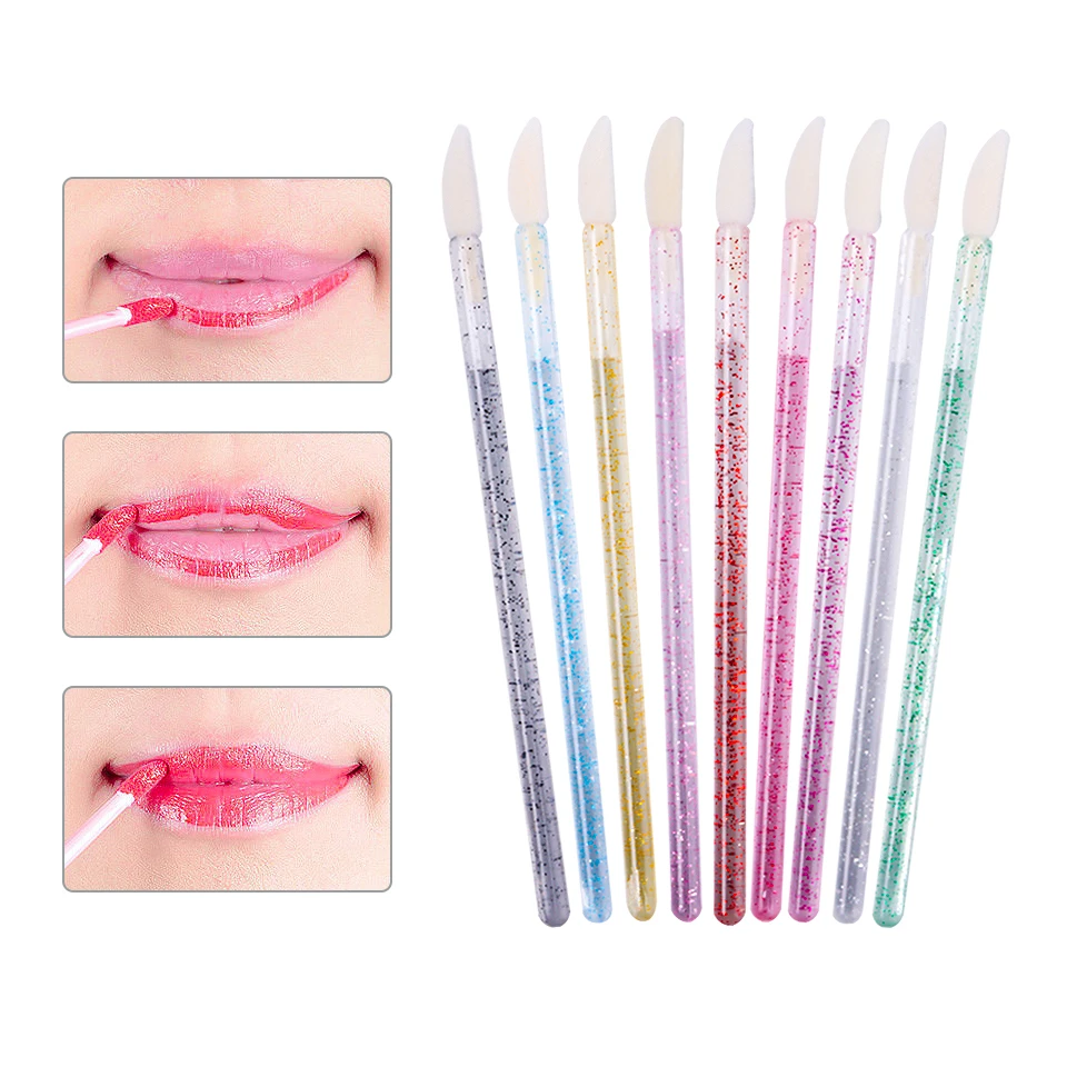 50 ชิ้น Disposable Lip Brush ขนตาคริสตัลแปรงแต่งหน้า Lash มาสคาร่า Applicator ลิปสติกเครื่องสําอางค์ชุดเครื่องมือแต่งหน้า