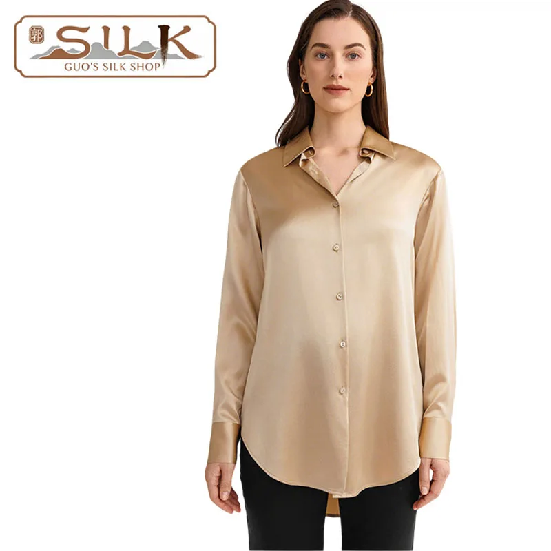 

Женская рубашка из 100% натурального шелка – Изысканная и лаконичная верхняя одежда для повседневного и комфортного роскошного женского гардероба