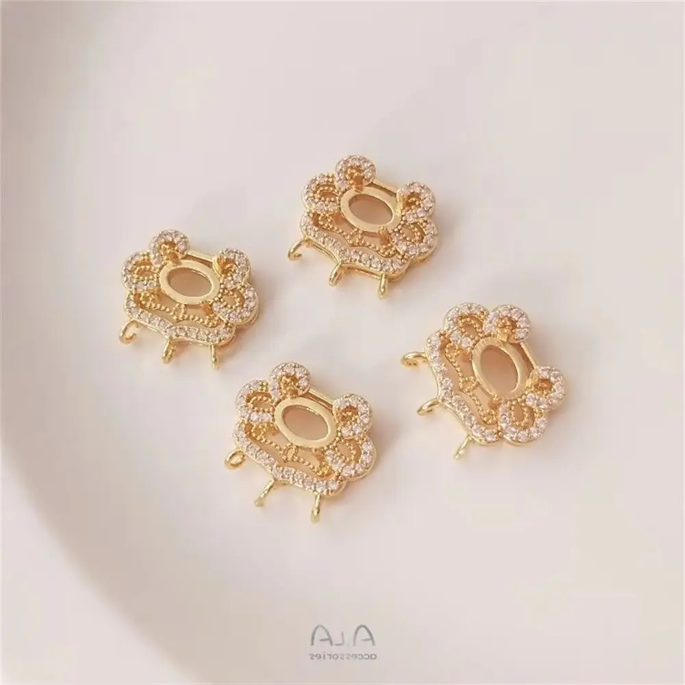 

14K Gold Package with Micro Inlaid Zircon Ruyi Safety Lock Pendant Ring Face Support Handmade Hanging Bell Bead Long Life Lock