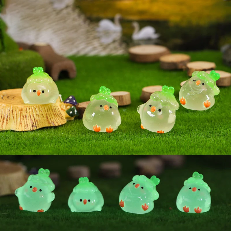 Creative Cartoon Luminous Chicken Mini Figurine Micro Landscape Decoration Cute Chicken DIY Home Decoration Accessories Gifts