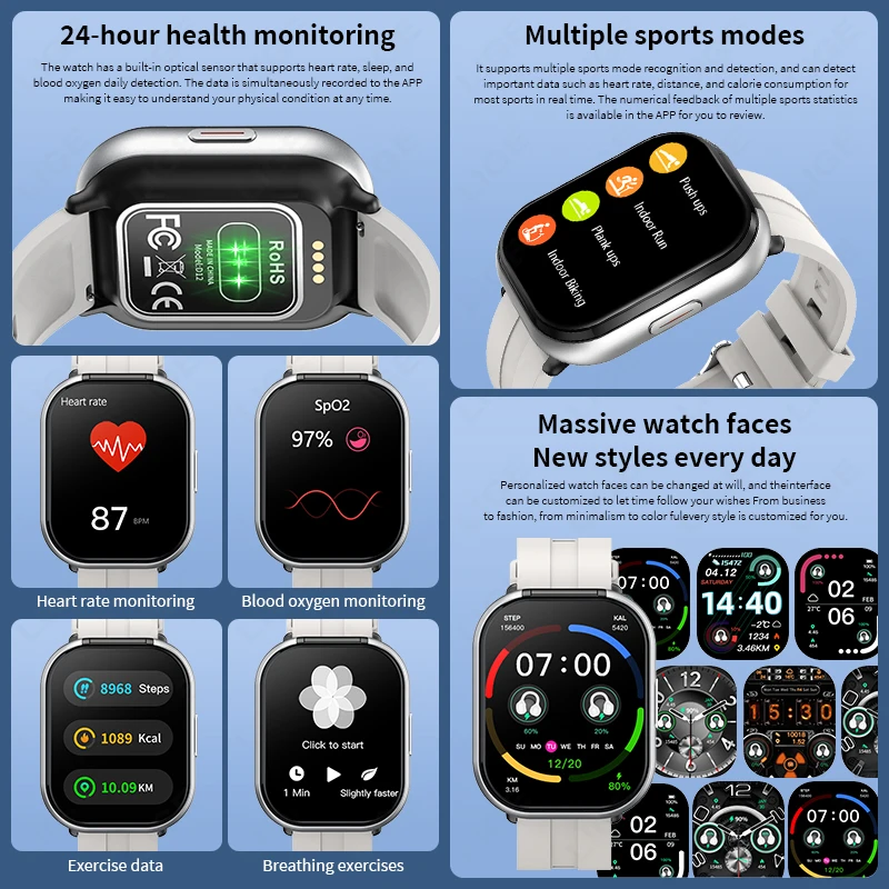 LIGE TWS 2 in 1 스마트 워치 헤드폰 스포츠 피트니스 블루투스 헤드셋 통화 시계 남성 건강 모니터 여성 스마트워치 이어버드