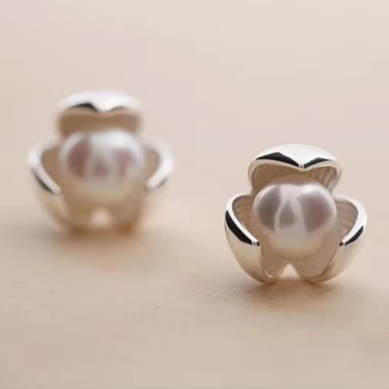 Nowa gorąca moda 925 Sterling Silver Clover Pearl Kolczyki dla kobiet Dziewczyny Prezent Moda Biżuteria Statement — zdjęcie 5