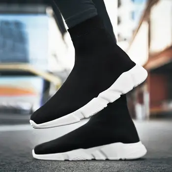 黑色迷彩襪鞋 男士休閒運動鞋 透氣針織跑步鞋 輕便高筒女式運動鞋 8 最佳銷售 男士高筒鞋 - №8