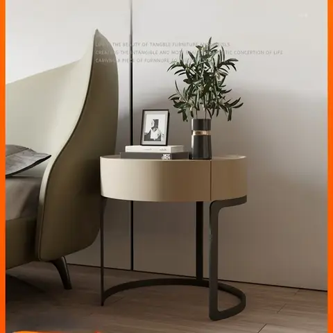 럭셔리 미니멀리스트 침대 옆 테이블, 침대 옆 테이블, 서랍 1 개, 나이트 스탠드, 침실 원형 테이블, 침실 가구