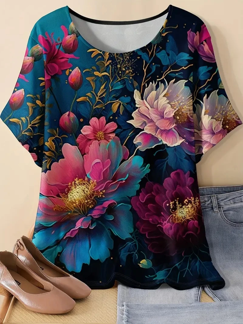 

Women's Plus Size 3D Printed Short Sleeved T-shirt, Loose and Casual,soft,comfortable and Breathable,suitable for Outdoor Sports