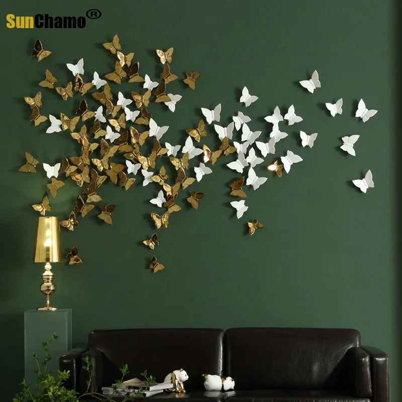 

3D Ceramic Butterfly Mural Wall Poster Ornaments TV Background Decoration Artware Accessories Creative Gift