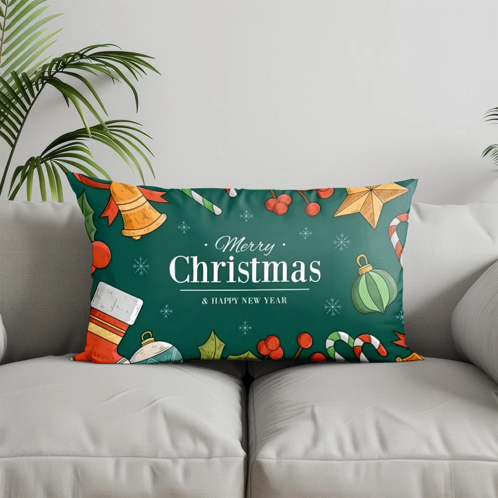 ديكور المنزل سانتا مزلقة مع وسادة الرنة مناسبة للأريكة غرفة نوم غطاء وسادة السيارة وسادة الظهر المستطيلة #3
