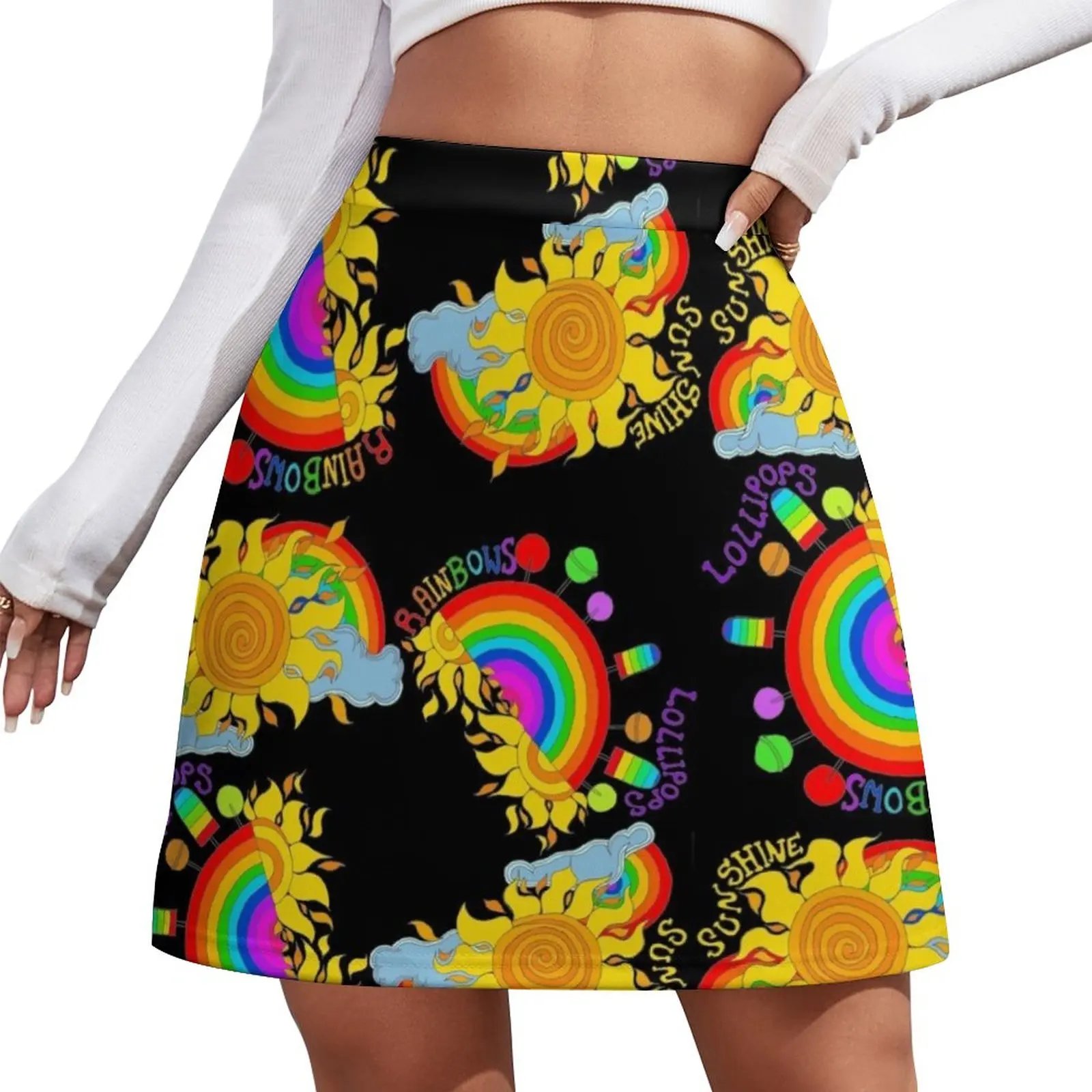 Kawaii Sunshine, Lollipops and Rainbows Mini Skirt sexy skirt kawaii skirt women clothing 2023 new arrivals summer clothes